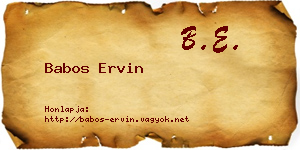 Babos Ervin névjegykártya